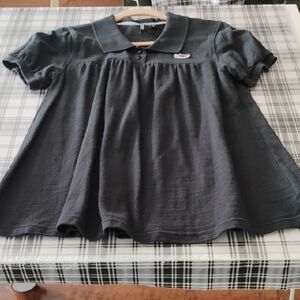 Vans A Line Round Collar Top Black 2 Button Short Sleeve Girls Women’s XL New